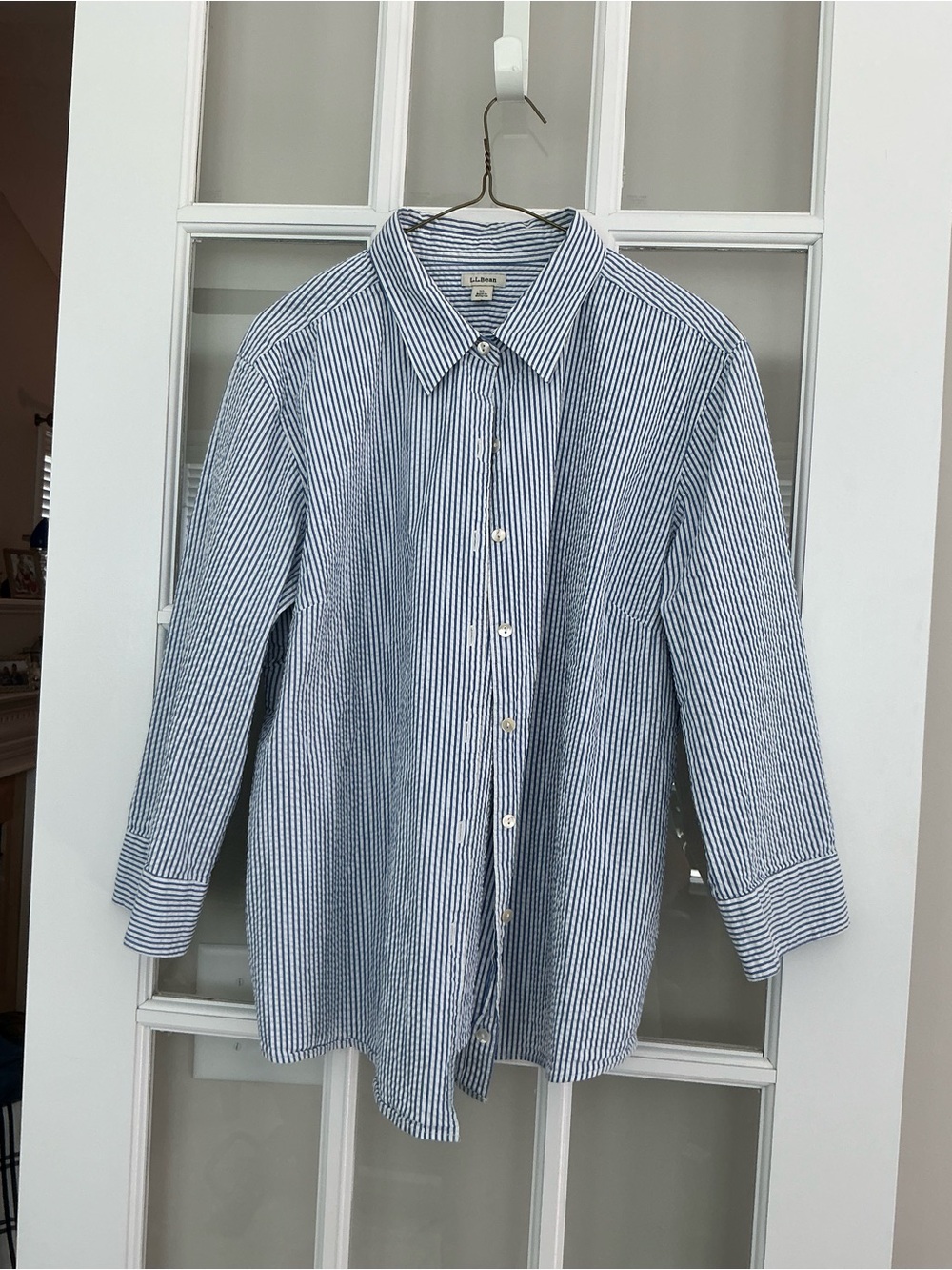 L L Bean seersucker blouse